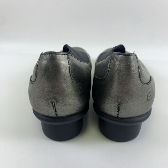 Groundhog Leather Slip On Shoe Pewter BINGO Round Tow Low Wedge Womens 40 US 9.5 - Picture 5 of 15
